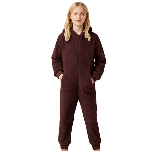 Warm Cozy Lined Romper Jumpsuit Boys Girls Outfit With Grip Soles Clothes
