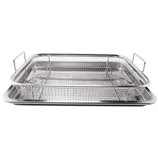 Chef Pomodoro Copper Crisper Tray, Air Fryer Tray for Oven, Deluxe Air Fry  in Your Oven, Oven Air Fryer Basket and Tray 2-Piece Set, Air Fryer Baking