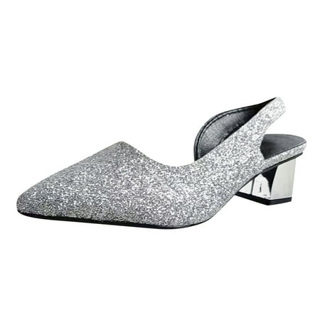 

Slides Sandals for Women with Stones Women Sandals New Pattern Sequin Pointed Toe Fashion Dinner Shoes Comfortable Thick Heel Square Heel Non Slip Slip On Shoes Women Tan Sandals