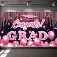 thumbnail image 6 of Pink Theme Graduation Banner Graduation Cap Congrats Display Sparkling Decor Pink Balloons Grad Backdrop for Graduation Party College Graduation Graduation Photo Shoot, 6 of 9