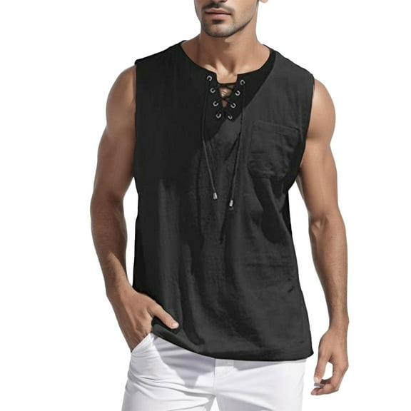 HCNTES Mens Beach Tank Top Summer Quick Dry Sleeveless Tee Shirt Gym Workout Tanks(Black,3XL)