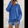 thumbnail image 4 of Sudadera de Larga para Mujer, Holgada, para Hacer Ejercicio, para Salir, Informal, con Capucha Azul Elegante L, 4 of 10