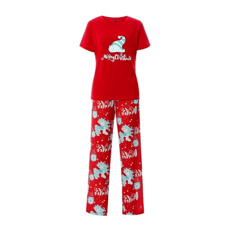 

Family Matching Winter Holiday Pajama Christmas PJ´s with Red T Shirt and Pants