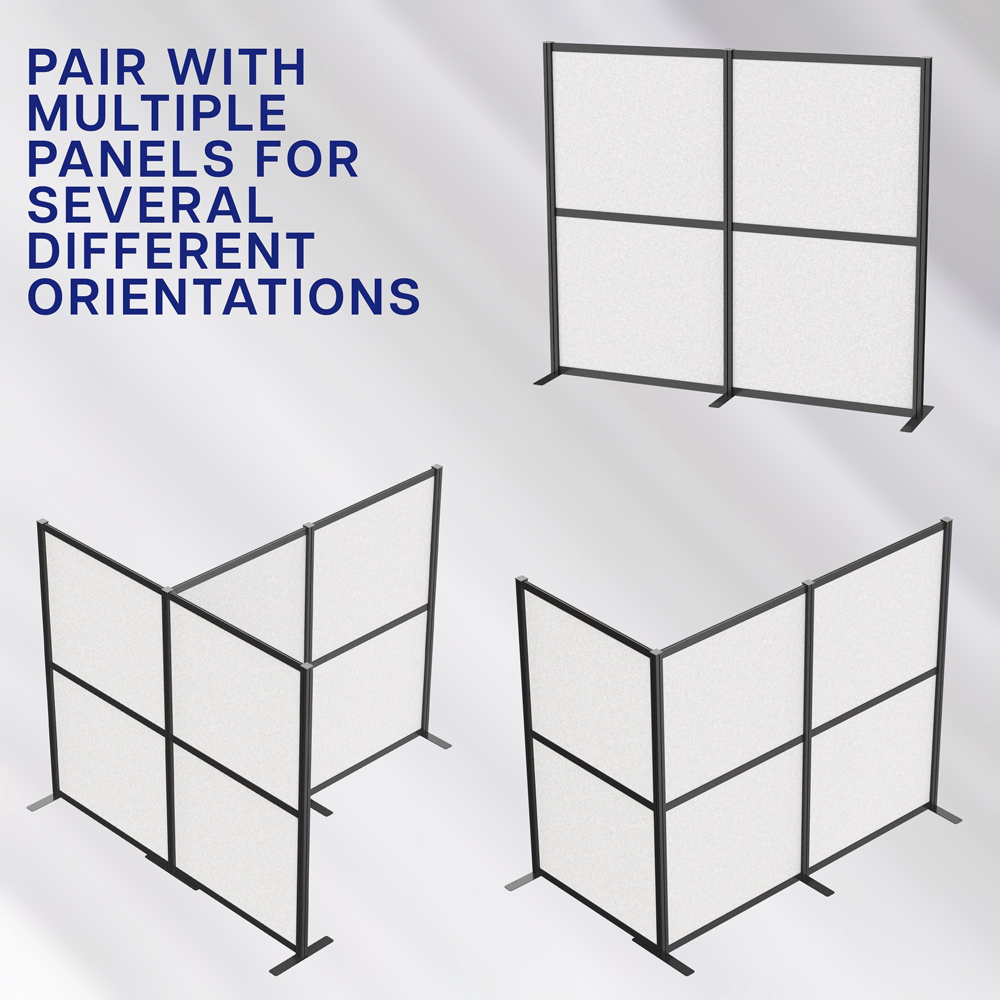 VIVO Modular Wall System, 2 PET Panels, Office Cubicle Dividers, Black Frame