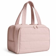 Gynky Makeup Bags Puffy Travel Toiletry Bag for Women, Lightweight Large Wide-Open Travel Bag Cosmetic Organizer Bag with Handle Water-Resistant Travel Essentials for Toiletries Accessories, Pink