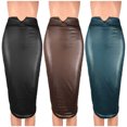 thumbnail image 2 of Fgnfyis Women's Leather Bodycon Skirt High Waist Slim Solid Knee Length Skirt Sophisticated Blue M, 2 of 4