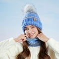 thumbnail image 4 of Wutalume Winter Hat and Scarf Set for Women, Fleece Lined Thick Knitted Beanie with Ear Muffs, Warm Two-Piece Set for Outdoor Activities,Blue, 4 of 8