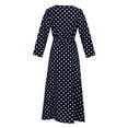 thumbnail image 5 of Herrnalise Women'sRound Neck Long Sleeve Elastic Waist Beach Belt Polka Dot Printed Women'sHem Dresses S-2XL, 5 of 5