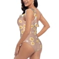 thumbnail image 4 of Uemuo Bee Gnome Print Women's One Piece Swimsuit Asymmetrical Neck Bathing Suit One Shoulder Side Cutout Ruffle Swimwear-X-Large, 4 of 6