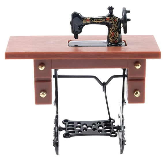 Dollhouse Miniature 1:12 Scale Sewing Machine on Light Brown Stand