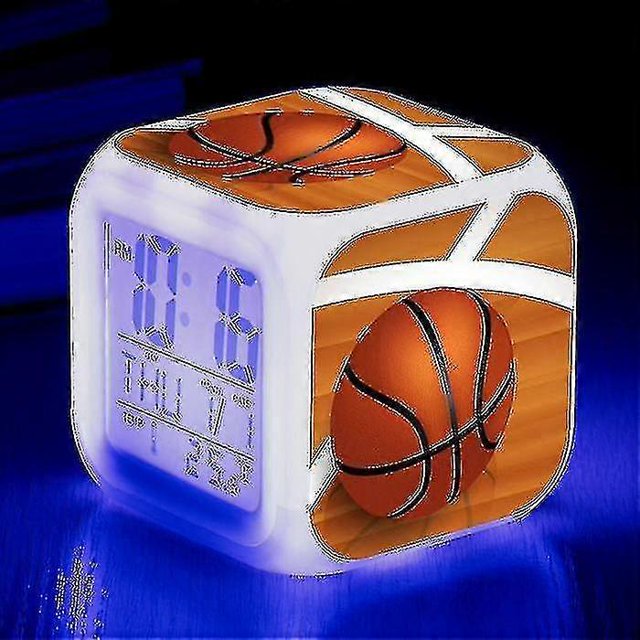 Basketball Alarm Clock 7color Change Multifunction Noctilucence Electronic Watch Kids Room Wake Up Timer Birthday Gift For Child Chocolate