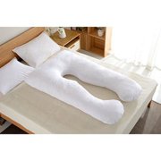 Poraty U Shaped Pregnancy Body Pillow with Zipper Removable Cover (White)