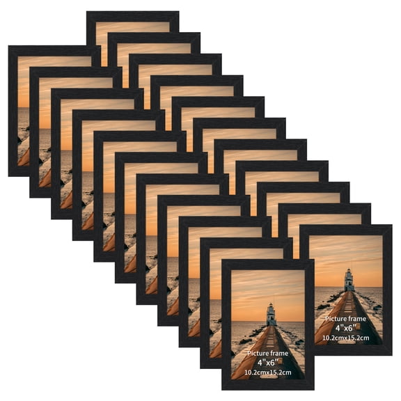 4x6 Picture Frame Set of 22, Black MDF Classic Photo Frame for Wall or Tabletop