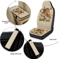 thumbnail image 6 of Xixirimido Leather Seat Cover Front Seats Only, Universal Fit Auto Front Seat Covers for Sedan Van SUV Truck 5 Pcs Set with Seatbelt Covers & Center Console Cover, Lion Cross Floral Butterfly, 6 of 8