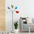 thumbnail image 5 of Simple Designs 5 Light Adjustable Gooseneck White Floor Lamp with Gray Shades, 5 of 7