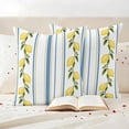 thumbnail image 3 of Lemon Striped Outdoor Waterproof Pillow Covers, Yellow Fruit Blue White Geometric Decorative Square Throw Pillowcase Sofa Cushion Sham for Patio/Couch/Chair, 20"x20" 2 Pack, 3 of 8