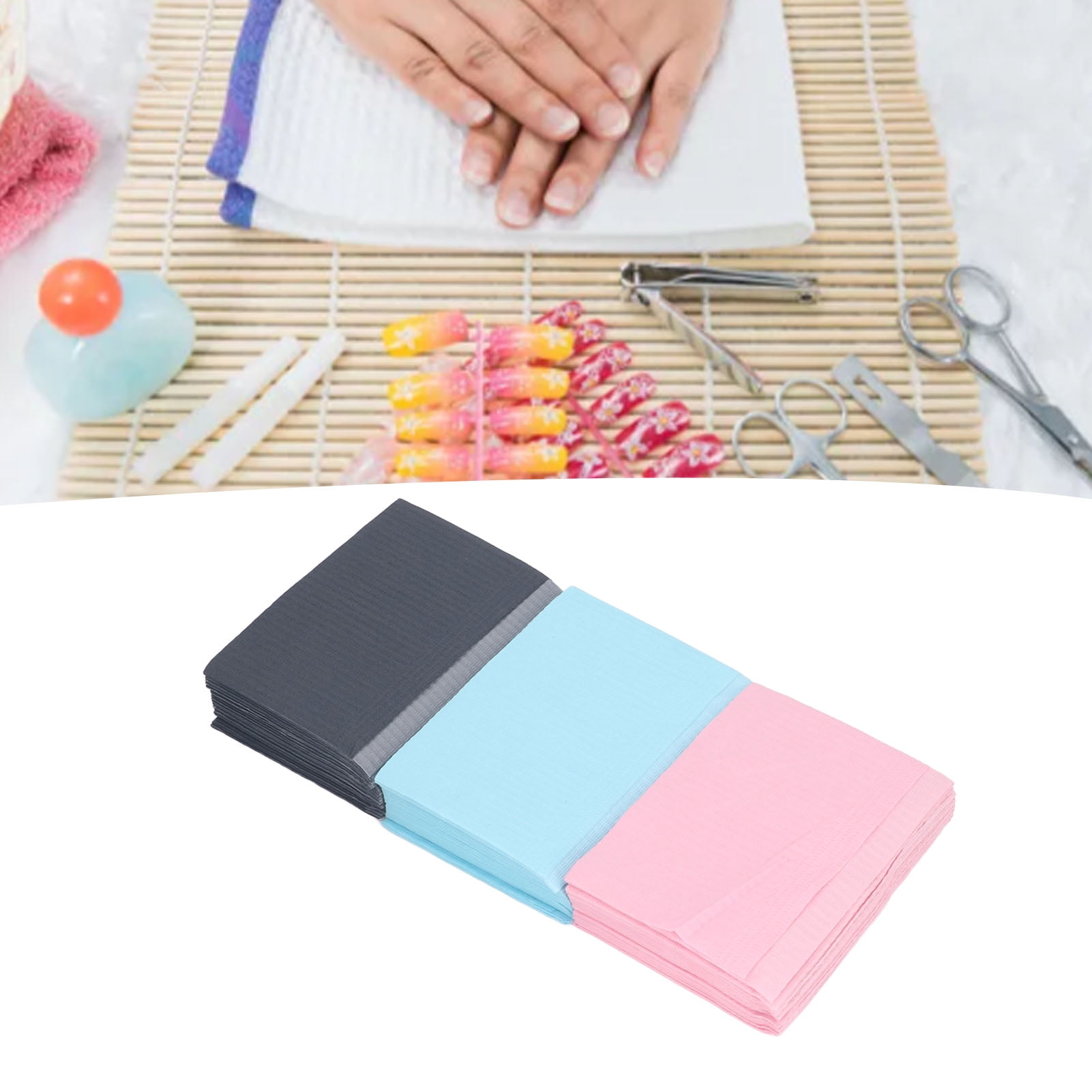 Nail Art Table Towels Mat, 60 Sheets Keep Tidy Black  Blue Waterproof Skin Friendly Disposable Nail Paper Towels  for Beauty Salon for Manicure