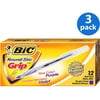 (3 pack) (3 Pack) BIC Round Stic Grip Xtra Comfort Ballpoint Pen, Purple Ink, 1.2mm, Medium, Dozen