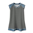 thumbnail image 7 of Sahpxhe Women's Waffle Knit Tank Tops with Denim-Like Trim Crew Neck Sleeveless Color Block Casual Summer Blouse Gray L, 7 of 7