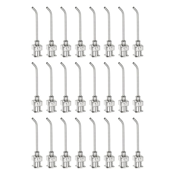 Unique Bargains Blunt Tip Dispensing Needle 17 Gauge 1 Inch 45 Degrees Bent Flow, Silver Tone, 24pcs