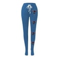 thumbnail image 3 of Gibobby pantalones Pantalones de mujer Cómodos pantalones de pijama con pierna recta y cordón para yoga, pantalones de chándal transpirables con bloques de color（Azul marino， S), 3 of 5