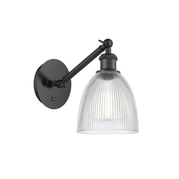 317-1W-BK-G382-LED-Innovations Lighting-Belfast - 1 Light Wall Sconce In Industrial Style-11.38 Inches Tall and 6 Inches Wide Matte Black Clear