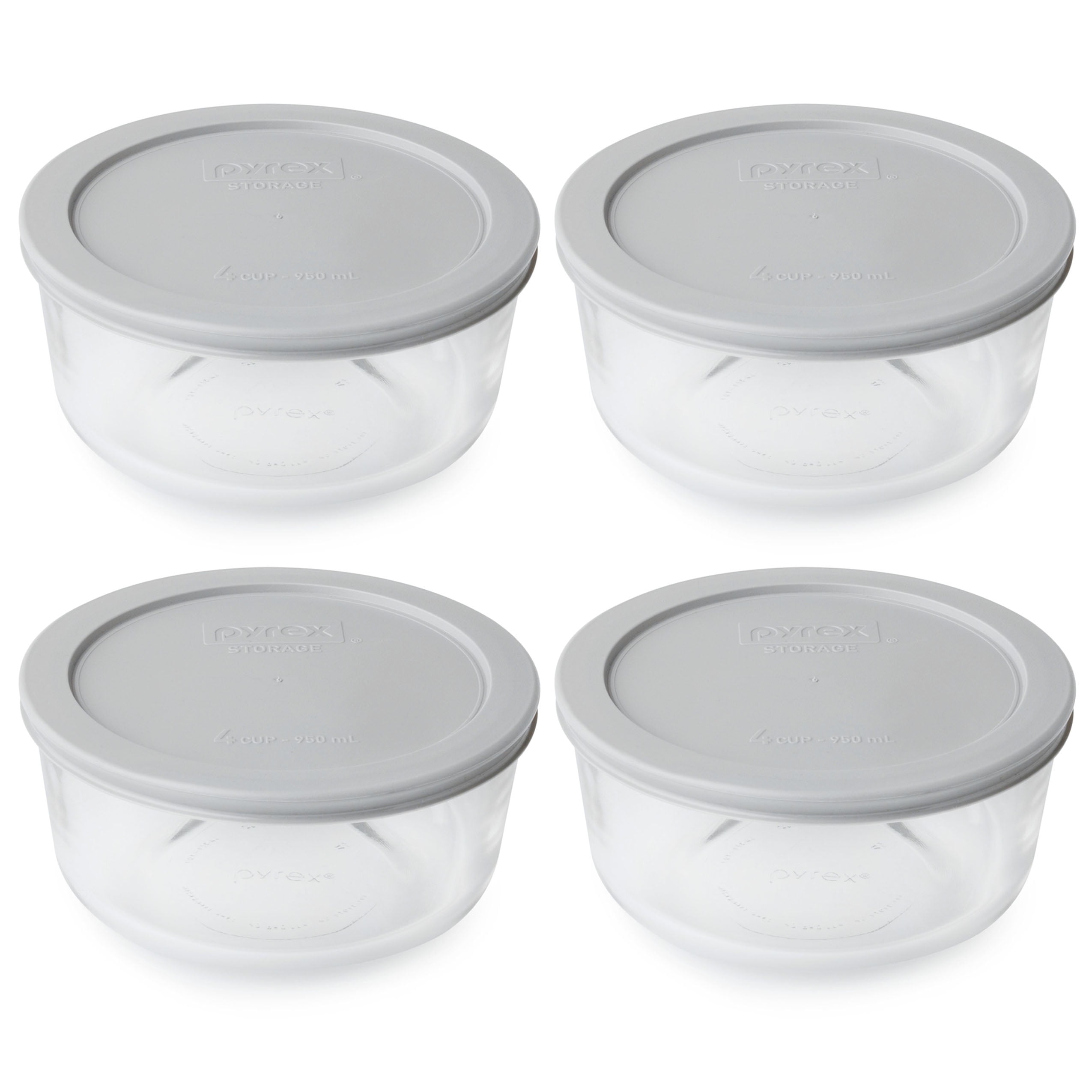 2 Pack Pyrex 7201-PC Round White 4 Cup Storage Lid for Glass Bowls 