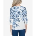 thumbnail image 5 of Alfred Dunner Womens  Floral Shimmer Three Quarter Sleeve Top, 5 of 6