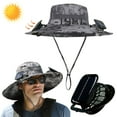 thumbnail image 5 of Wide Brim Solar Fan Hat, Outdoor Fishing Hat with 2 Fans Solar Power, Waterproof Outdoor Hiking Camping Fishing Hat Gift for Man Father, 5 of 10