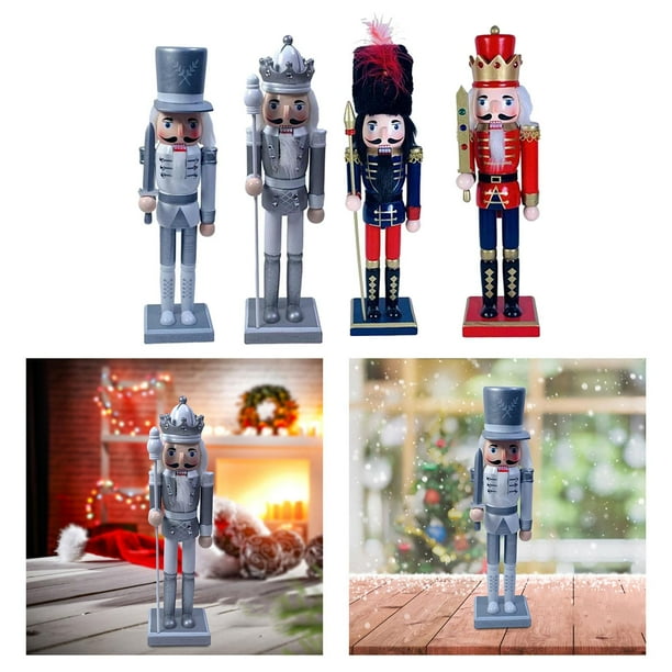 4 Piezas 30 Cm Estatuilla De Cascanueces Festival Adorno Navideño Estilo C Soledad Figurita de Cascanueces