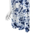 thumbnail image 4 of MBJ WDR1077 Womens Tie Dye Round Neck Sleeveless Trapeze Dress Tunic Top L WHITE_NAVY, 4 of 4