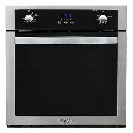 Horno de gas de 60 cm (24 pulgadas) Whirlpool WOA205S para empotrar en acero inoxidable y puerta triple cristal espejo negro