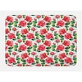 thumbnail image 1 of Rose Bath Mat, Fresh Seasonal Watercolor Endless Roses and Leafs Buds Planet Earth Theme Print, Non-Slip Plush Mat Bathroom Kitchen Laundry Room Decor, 29.5 X 17.5 Inches, Red Green White, Ambesonne, 1 of 2
