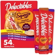 (2 pack) Hartz Delectables Squeeze up Non-Seafood Variety Pack Lickable Wet Cat Treats, 0.5oz Tube (54 Count)