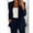 Dark Blue, variant on CHUOU Womens Elegant Solid Color Suit Long Sleeve Cardigan Pockets Top Elastic Straight Leg Pants Suit Set