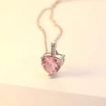 thumbnail image 2 of Uloveido Platinum Plated Pink Crystal Heart Pendant Necklace Cubic Zirconia Birthstone Necklaces for Women Teens Y1066, 2 of 8
