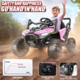 thumbnail image 5 of Funcid 24 Volt Ride on Toys, Kids Ride on Cars with Remote Control, 400W Powerful Electric Car for Kids, Ride on UTV w/ Bluetooth, Battery Indicator, Knob Volume Control, Spring Suspension, Pink, 5 of 7