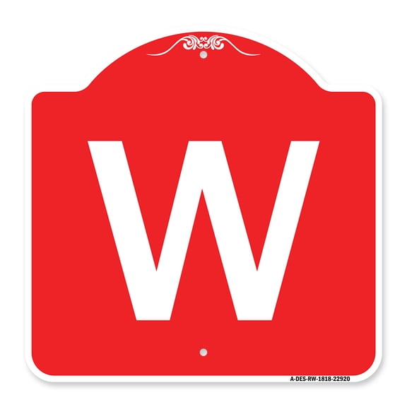 SignMission A-DES-RW-1818-22920 18 x 18 in. Designer Series Sign - Sign with Letter W , Red & White