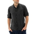 thumbnail image 1 of Mens Linen Cotton Button Down Long Sleeve Turn-down Collar Beach Shirt, 1 of 6