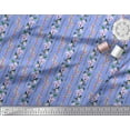 thumbnail image 3 of Soimoi Blue Viscose Chiffon Fabric Leaves & Azalea Floral Printed Fabric 1 Yard 42 Inch Wide, 3 of 3
