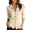 thumbnail image 2 of IUYRTFE Women's Corduroy Blazer Jacket Long Sleeve Lapel Collar Casual Work Coat with Pockets, 2 of 8