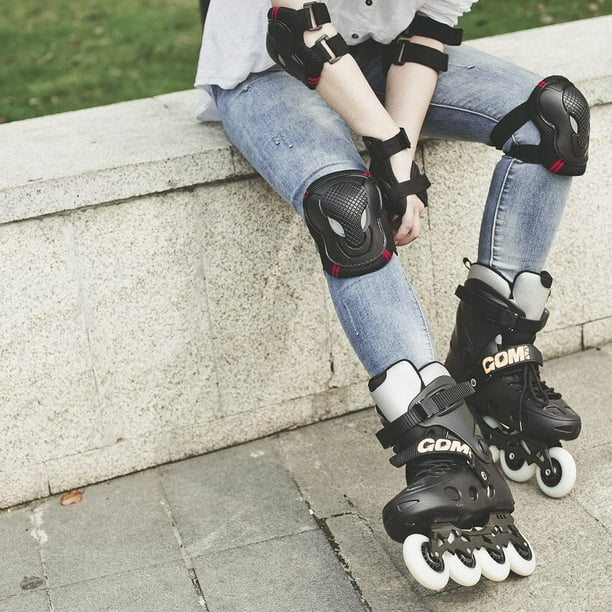 Ensembles de protection pour enfants genouillères coudières  protège-poignets ensemble noir pour le cyclisme patin à roulettes patin à  roues alignées 
