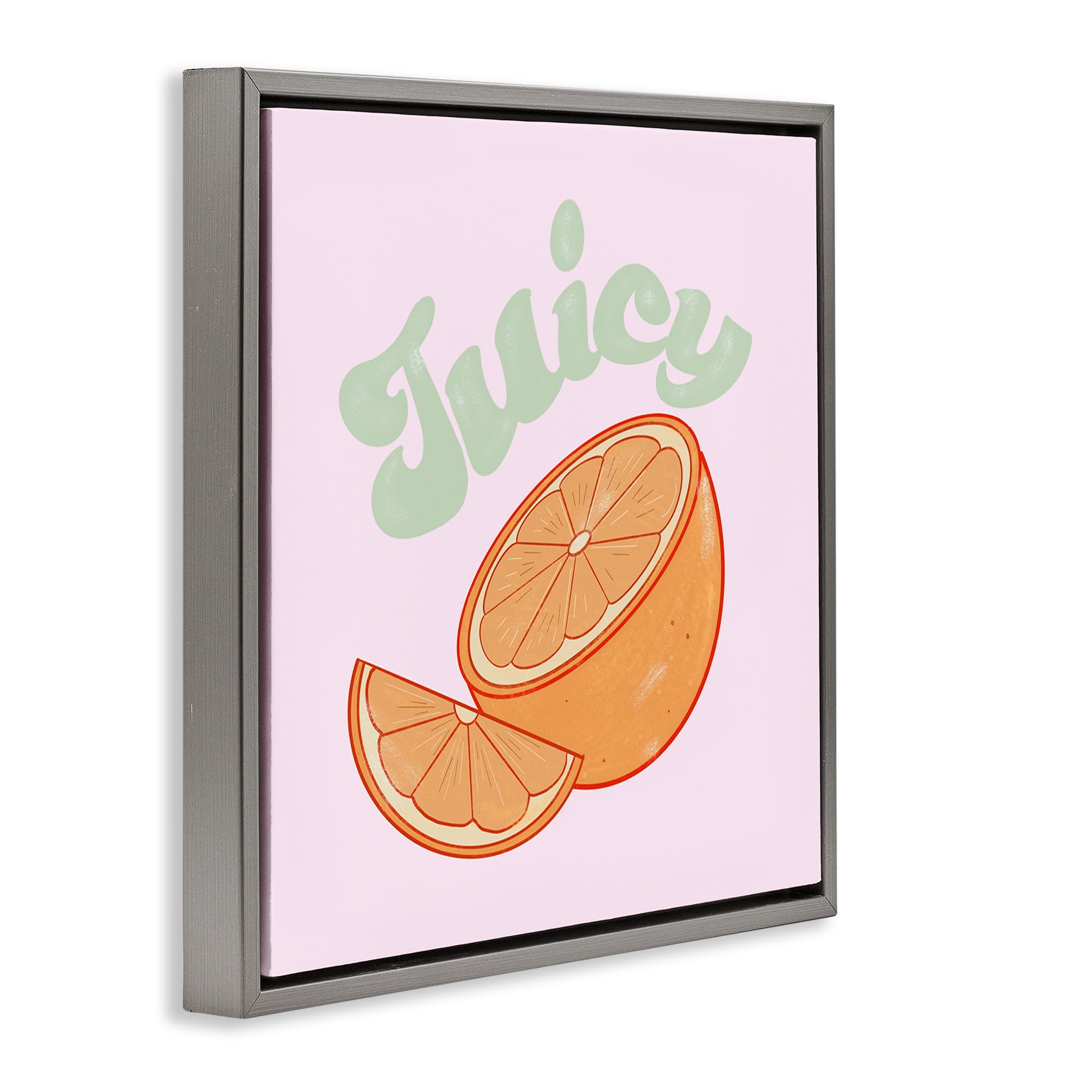 Stupell Industries Juicy Citrus Slice Food & Beverage Painting Gray Floater Framed Canvas Art Print Wall Art, 25 x 25
