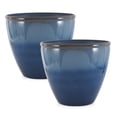 thumbnail image 1 of Suncast Seneca 16 Inch Ombre Decorative Resin Planter Pot, Blue/Brown (2 Pack), 1 of 10