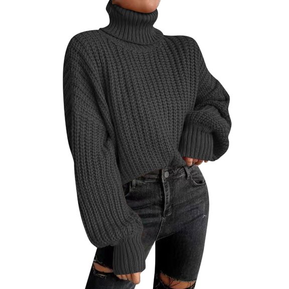 Comfortable Knit Sweater For Women Short High Neck Long Sleeves Ideal For Everyday Use In Different Sizes