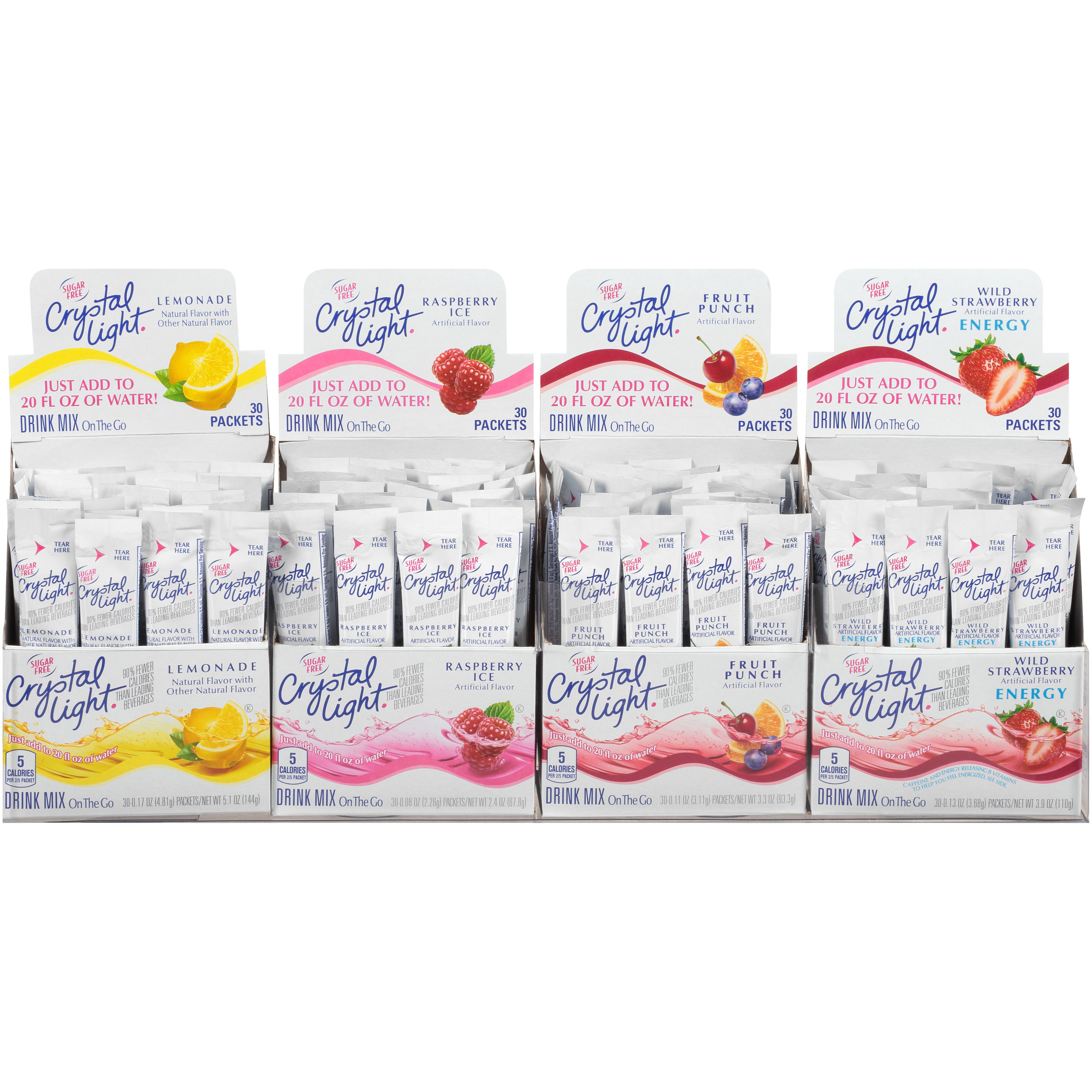 Crystal Light Sugar Free Variety Pack OntheGo Mix, 300.15 oz Packets