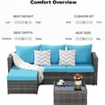 thumbnail image 4 of Aukfa Outdoor Patio Furniture Set - L shape Wicker Sectional Sofa with Coffee Table - Light Blue Cushions, 4 of 9