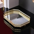 thumbnail image 4 of Mosiee European Glass Metal Storage Tray Gold Decor Luxury Home Decor Jewelry Display Living Room Mirror Glass Tea Tray Table Storage, 4 of 6
