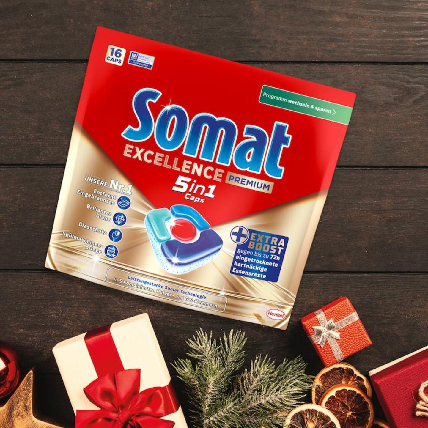 Somat Excellence Premium dishwasher caps 5in1 -1 bag/ 16 pods-