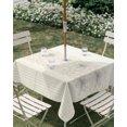 thumbnail image 2 of Square Outdoor Tablecloth with Umbrella Hole Vintage Flowers Outside Table Cloth Waterproof Patio Table Cover Spring Floral Beige Blue Retro Art Zipper Tablecloths for Picnic Party Camping 54x54 Inch, 2 of 8